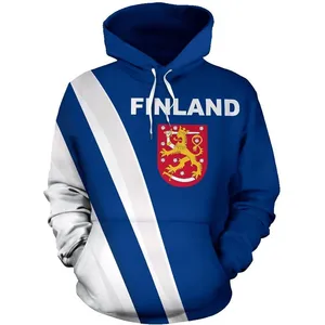 Fitspi Wholesale Custom 3d Printed Country Finland Mens Hoodie Unisex Warm Brushed Fleece Sweatshirt Pullover