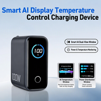 Chargeur USB C GaN 100W avec affichage numérique intelligent AI, adaptateur de charge rapide PD 3 ports pour ordinateur portable, téléphone, tablette, montre