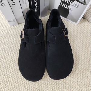 Bottes d'hiver en cuir véritable doublées polaire ; Chaussures à enfiler à semelle épaisse avec embout renforcé et doublure chaude en peluche - Product Image 4