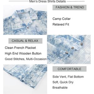 Custom Men's Short Sleeve Printed Shirt Blue Dye L Vacation Breathable Summer Beach Button <b>Down</b> Shirt - Product Image 5