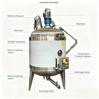Cuve de mélange en acier inoxydable SHUNYUANCHANG avec homogénéisateur, mélangeur à double enveloppe pour savon liquide et détergent, idéal pour la production de peinture