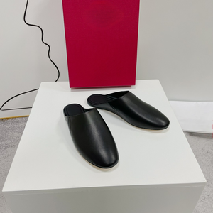 Mules décontractées pour hommes en cuir noir à bout rond, à enfiler, sans talon, pour le quotidien - Product Image 2