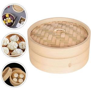 Bammbo Steamer, Vaporera de Bambú, Cesta Escalonada de Bambú de 6 Pulgadas, Tablas para Dim Sum, para Comer Patatas y Camarones - Product Image 4