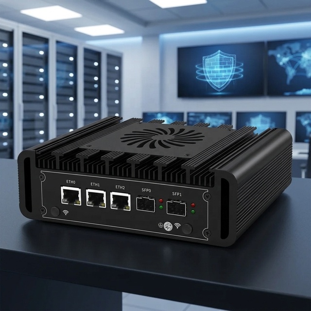 Wholesale JIERUICC Mini Firewall PC Intel N300 DDR5 4800MHz 3xRJ45 2xSFP+ Fiber Ports for Enterprise Networking in Stock