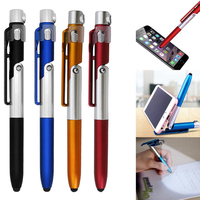 Stylet multifonction en plastique durable avec logo personnalisé SL, support de téléphone pliable, stylo à bille multi-outils avec lumière LED pour téléphones