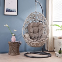 Hamac suspendu en forme de goutte d'eau pour chambre à coucher, nid d'oiseau, panier suspendu incurvé en rotin, chaise suspendue en métal pour jardin extérieur