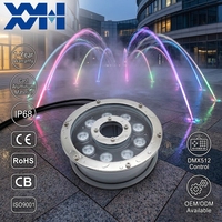 Lumière de fontaine subaquatique LED en aluminium moulé IP68 entièrement étanche DMX RGB pour fontaine extérieure et aménagement paysager