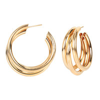 Boucles d'oreilles créole circulaire couleur or, d'oreilles en acier inoxydable, en forme rondes pour femmes, cadeaux pour femmes