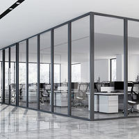 New Modern Office Partition Wall Environment Wooden and Glass Partition Wall Swing or Sliding Door Options