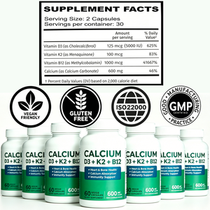 Cápsulas de Suplemento Diario de Calcio, Vitamina <span class=keywords><strong>D3</strong></span>, <span class=keywords><strong>K2</strong></span> y B12 para Adultos, 600mg de <span class=keywords><strong>Ca</strong></span>, Cápsulas Duras, Apoyo Inmunológico, Marca Privada OEM de Fábrica, Venta al Por Mayor - Product Image 5