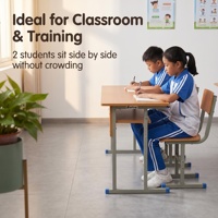 Ensemble bureau et chaise d'étude moderne pour étudiants, 2 tiroirs, réglable, éco-responsable, structure en métal et bois, design simple pour l'école
