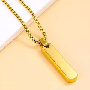 Gran oferta, <span class=keywords><strong>pareja</strong></span>, cadena de clavícula de acero inoxidable grabada personalizada, collar con colgante cuadrado largo geométrico multicolor Simple - Product Image 5