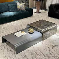Ensemble de tables basses en verre trempé de luxe italien pour salon de villa moderne haut de gamme