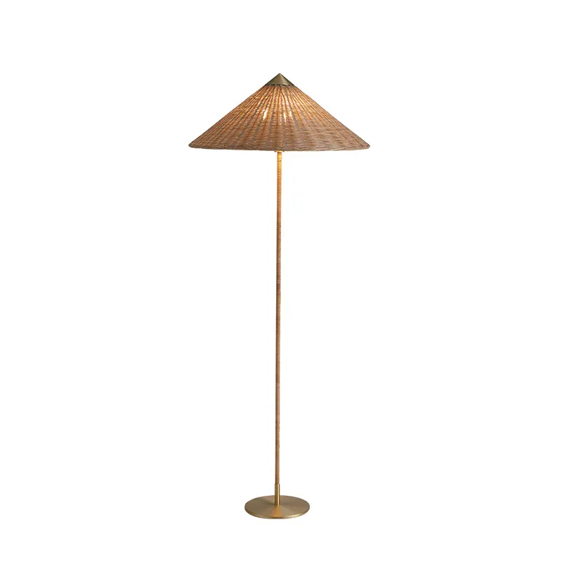 Made in China Rattan Bamboo Standing Floor Lamp Modern Living Room Bedroom Sofa Corner Art Floor Lamp