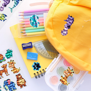 Autocollants en forme d'étoile à cinq branches personnalisables imprimés en couleur adhésifs pour la papeterie des enfants, découpe au laser, papier, <span class=keywords><strong>film</strong></span> léger - Product Image 4