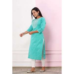 Handmade Traditional Woman Kurti Set Three Piece-Soft Fabric With Matching Dupatta & Pant In Wholesale Price - Product Image 3
