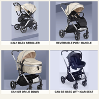 Poussettes pour bébés. Poussette de luxe 3-en-1 pliable avec siège auto haute visibilité et landau – Vente en gros