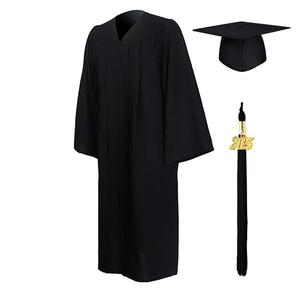 Adulte Noir Mat Graduation Robe Cap Tassel Set 2025 Uniforme <span class=keywords><strong>Scolaire</strong></span> Université Cérémonie Classique pour le Lycée et le Bachelor - Product Image 2
