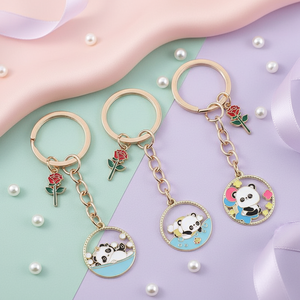 Porte-clés personnalisé en émail Panda, alliage de <span class=keywords><strong>zinc</strong></span>, porte-clés 3D de dessin animé pour la décoration de sac à dos et cadeau - Product Image 4