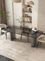 Table à manger de luxe haut de gamme en verre trempé minimaliste italien pour 6 personnes avec combinaison de chaises