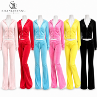 Ensemble de survêtement en velours personnalisable pour femme, deux pièces, avec sweat à capuche court zippé et pantalon évasé, tenue de jogging et de détente en velours, taille XL 6