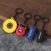 Mini llavero de silicona con disco de pesas de 45LB, colgante 3D de disco de fitness con letras FITNESS en relieve, seis opciones de color, metal negro
