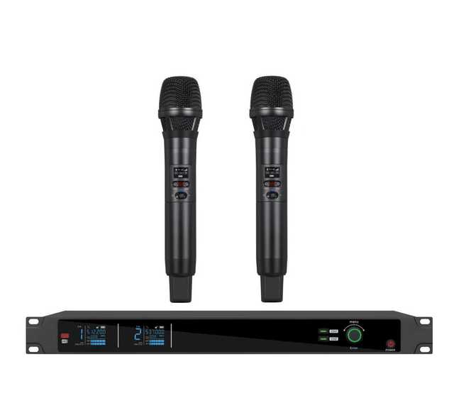 150 Meters Dual Handheld Wireless Microphone Medium Performance Level Handheld UHF Microphone Stage,Speech, Church