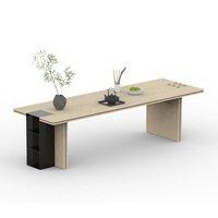 Table de salon Zen pour bureau avec étagère de rangement latérale, table à thé minimaliste en bois pour la réception et les espaces de collaboration informels