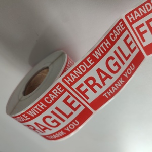Popular 2x3inch Custom 500pcs/Roll Printing Roll <strong>Adhesive</strong> Paper Carton <strong>Labels</strong> <strong>Fragile</strong> Handle with Care Warning Stickers - Product Image 1