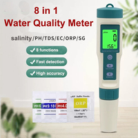 8 in 1 Digital Water Quality TDS/EC/PH/ORP Temp Meter Analysis Instruments Hydrogen-rich Drinking Water Tester PH Test Pen