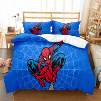 Parure de lit trois pièces personnalisée en fibre chimique imprimée numériquement, motif Spider-Man, écologique, 100 fils au pouce carré