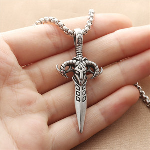 European American <b>Style</b> Titanium Steel Ram <b>Head</b> Sword Pendant Men's Stainless Steel Necklace 190194 - Product Image 2
