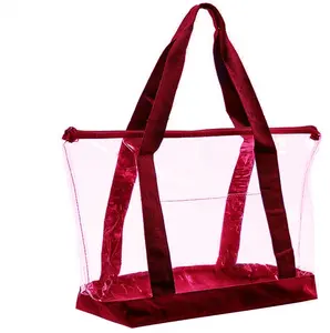 2020 Handbag Zip Purses Plastic Transparent PVC Clear Vinyl Stadium Approved Tote Beach Women Bag