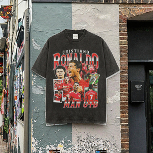 คริสเตียโน โรนัลโด้ แมนยูไนเต็ดเสื้อยืดโอเวอร์ไซส์พิมพ์ลายแขนสั้นผู้ชาย O คอเสื้อยืดลำลองผ้าฝ้าย - Product Image 3