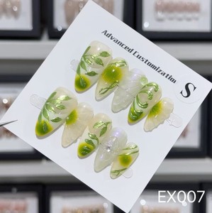 Decoraciones de <span class=keywords><strong>Uñas</strong></span> Acrílicas 3D con Flores Coloridas y Verdes Primaverales, Arte de <span class=keywords><strong>Uñas</strong></span> Naturales de Alta Calidad, <span class=keywords><strong>Hermosas</strong></span> <span class=keywords><strong>Uñas</strong></span> Postizas Reutilizables - Product Image 1