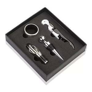 4 Stuks Rode Wijn Stop Bier Deksel <span class=keywords><strong>Opener</strong></span> Kurkentrekker Kurken Schenker Wijnfles Uit Tool Roestvrijstalen Set Geschenkdoos - Product Image 1