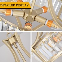 Lámpara de Techo de Cristal E14, Lámpara Colgante para Mesa de Comedor o Bar con Altura Ajustable, Diseño de Linterna, Lámpara de Techo de Cristal