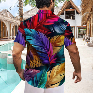 Camisa de Playa Retro con Estampado de Inyección de Tinta para Hombre. Camisa Hawaiana de Hombre con Botones. Patrones Personalizables Disponibles - Product Image 2