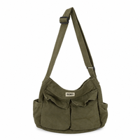 Sac messager en toile pour hommes et femmes, grande capacité, poche à rabat, sac à bandoulière, sangle réglable, fermeture éclair, sac de messagerie