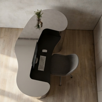 Comptoir de réception en acier inoxydable avec miroir incurvé personnalisé, forme de vague organique, pour bar, bureau, salon, studio, hall d'entrée