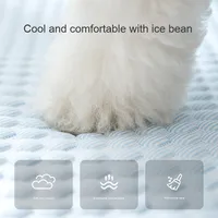 Tapis de refroidissement rectangulaire à motif solide de canapé de lit de chat de chien bleu écologique pour le printemps été coussin frais pour animaux de compagnie