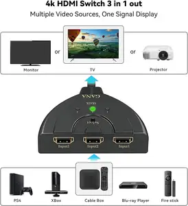 4K HDMI Splitter 3 In 1 Out 3-Port HDMI Switcher Selector Supports Full HD 4K 1080P 3D Player