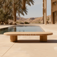Ensemble de canapés modulaires modernes en bois de teck pour l'extérieur, chaise longue de détente, canapé sectionnel