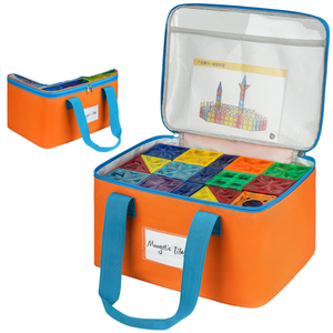 Lot de 4 sacs de rangement pour tuiles magnétiques, avec poches en filet et poches porte-étiquettes, pour la cuisine, organisateur de jouets durable pour blocs magnétiques - Product Image 2