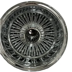 Rueda de alambre cromada Syck Lowrider 13X7 Reverse 72 Cross Spokes con 3 barras y radios desmontables - Product Image 5