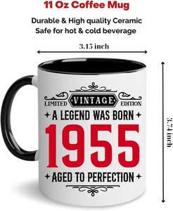 Taza de Café de Cerámica Desechable Vintage de 1955, 11 oz, con Diseño Floral, Apta para Microondas y Lavavajillas, <span class=keywords><strong>Regalo</strong></span> para Fiestas, para Hombres, Mujeres, Papá - Product Image 2