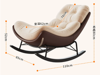 Chaise longue moderne en bois massif avec fonction d'inclinaison et housse en coton et lin pour salon et appartement