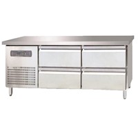 Plan de travail de cuisine à usage commercial avec refroidisseur d'air, quatre tiroirs, en acier inoxydable, commande numérique, pour restaurant, café, hôtel