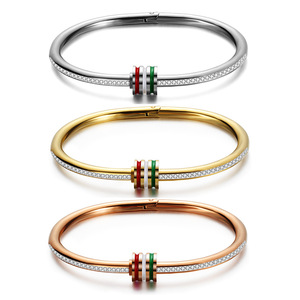 Bracelet en diamant 4 mm, taille brillant ronde, diamant synthétique cultivé en laboratoire, acier, or, or rose, bijoux pour femmes à porter au quotidien - Product Image 1