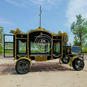2024 Original remorquable rétro cercueil voiture funéraire voiture corbillard verre couvert funéraire Buggy chine cheval corbillard